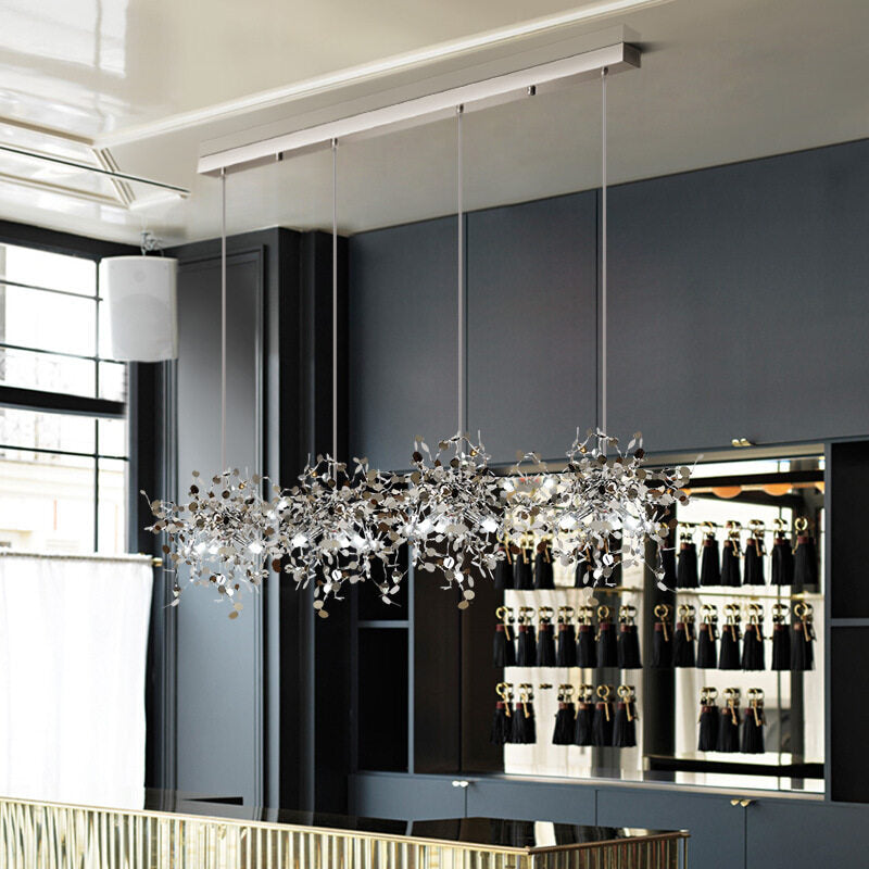 HEIKESZ Nordic Sequin Chandelier Creative Artistic Lamp for Dining Room Hotel Bar Stainless Steel Decorative Light