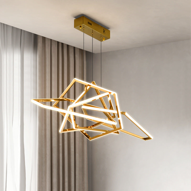 HEIKESZ Post-Modern Light Luxury Chandelier Lamp in the Living Room Designer Creative Art Villa Dining-Room Lamp Minimalistic Stainless Steel Chandelier