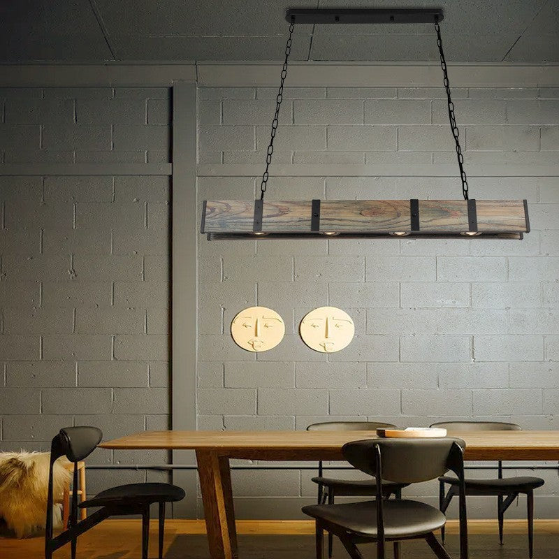 HEIKESZ American Retro Boat Wooden Chandelier Restaurant Bar Internet Coffee Clothing Store Bar Industrial Style Distressed Solid Wood Projection Light LED Light for Bedroom Night Aesthetic Room Lamp