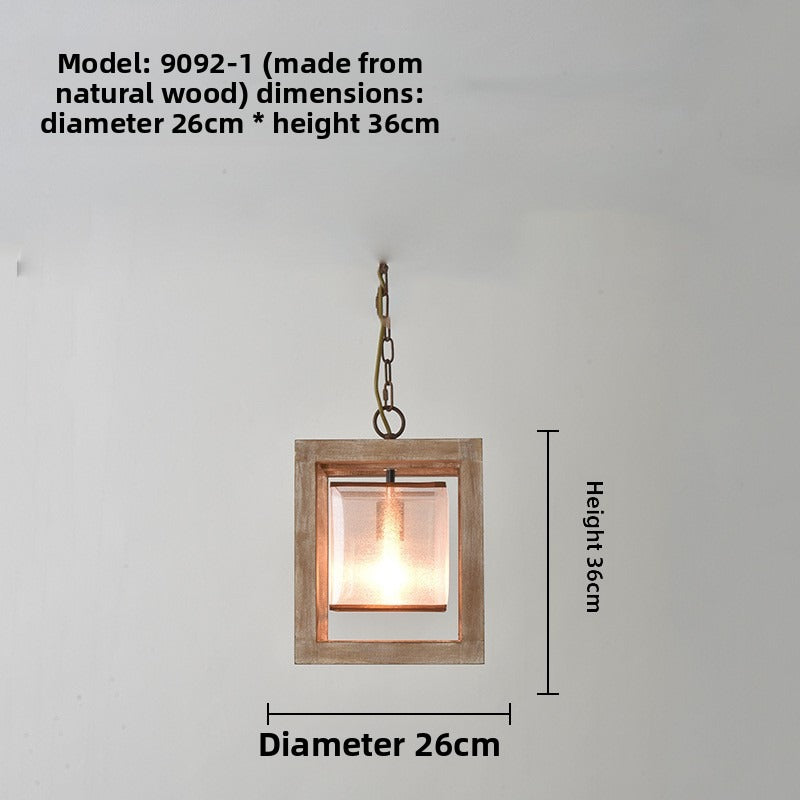 Vintage Wooden Ceiling Light American Rustic Style Cross Border Supply Pendant Lamp for Dining Room Living Room Bar Corridor Decoration