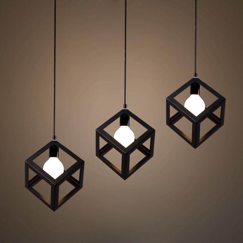 HEIKESZ American Creative Iron Restaurant Retro Industrial Style Loft Chandelier Simple Single-Head Bedroom Square Chandelier american style retro outdoor indoor retro bedroom lamp american-style Industrial wind