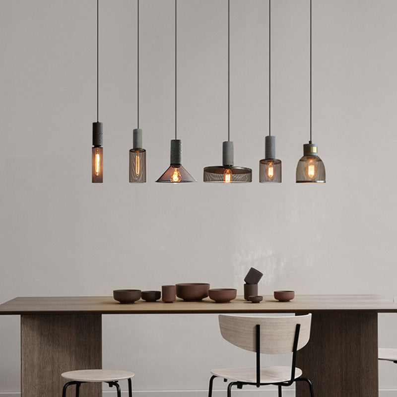 HEIKESZ Vintage Industrial Cement Pendant Light Single Head for Restaurant Cafe Bar Dining Table Lighting Decor