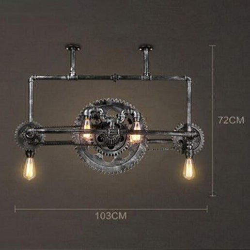 HEIKESZ Industrial Vintage Iron Pipe Ceiling Light for Cafe Restaurant Bar KTV Creative Retro Gear Pendant Lamp