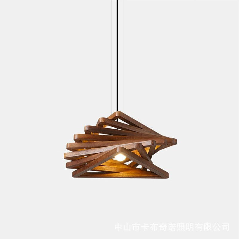 HEIKESZ Nordic Creative Solid Wood Pendant Light American Country Style Unique Restaurant Cafe Bedroom Wood Art Single Head Phantom Ceiling Lamp