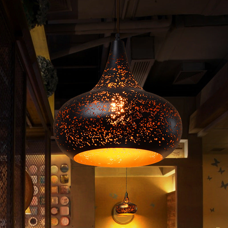 HEIKESZ Nordic Loft Retro Vintage Cafe Bar Pendant Light Wrought Iron Single Head Industrial Rustic Ceiling Lamp for Restaurant