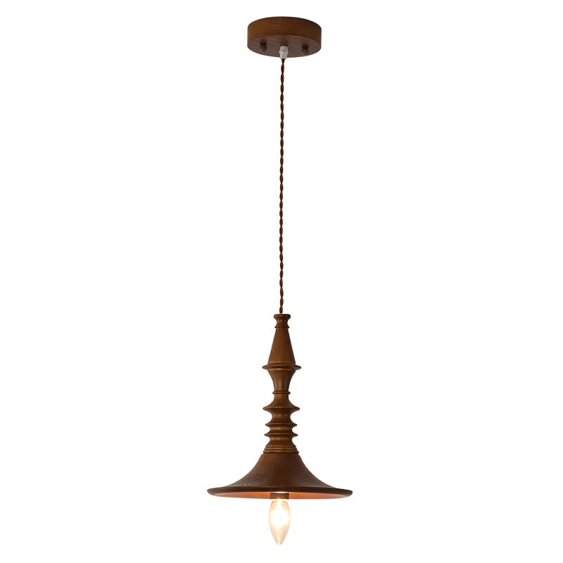 Japanese Retro Wooden Pendant Light Wabi Sabi Style Handmade Solid Wood Ceiling Lamp for Restaurant Bedroom Study Bar
