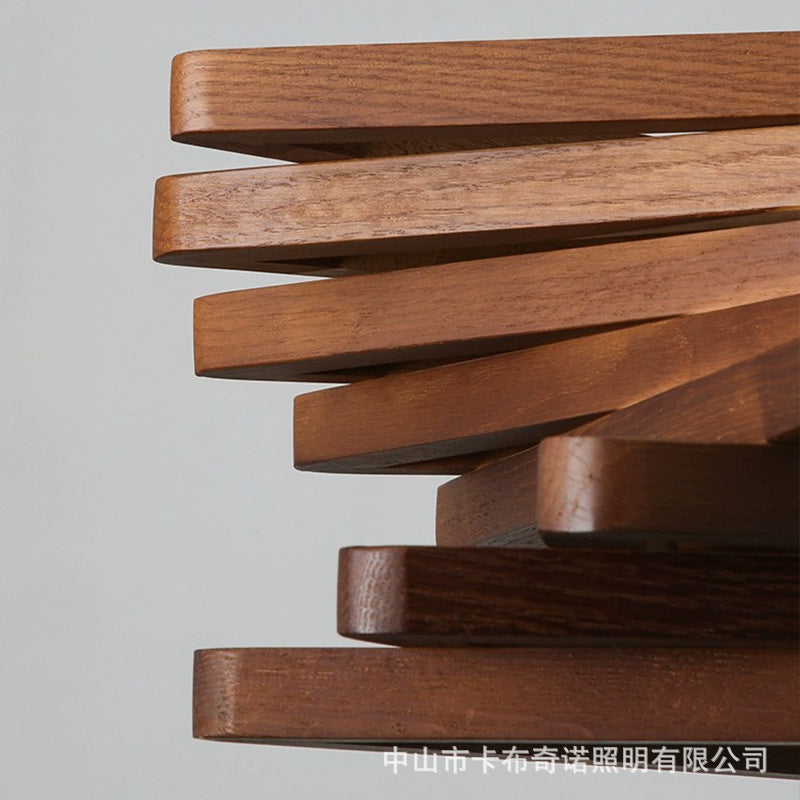HEIKESZ Nordic Creative Solid Wood Pendant Light American Country Style Unique Restaurant Cafe Bedroom Wood Art Single Head Phantom Ceiling Lamp