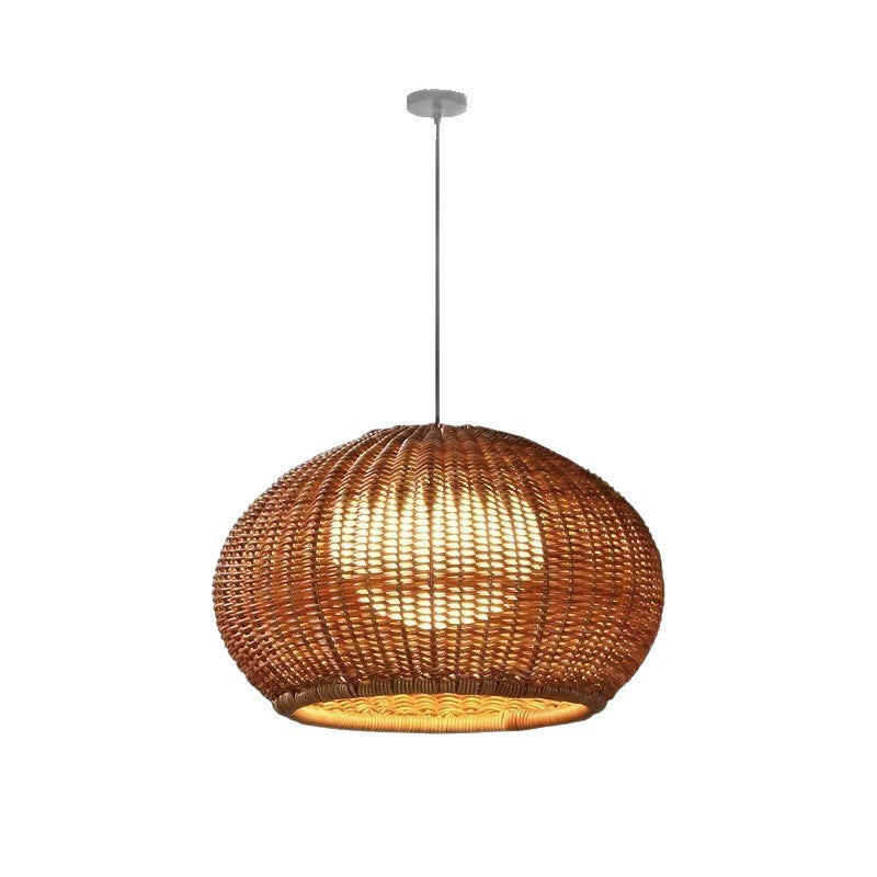 HEIKESZ Chinese Style Outdoor Ceiling Light Rattan Pendant Lamp for Garden Villa Courtyard Restaurant Farmhouse Landscape Lighting