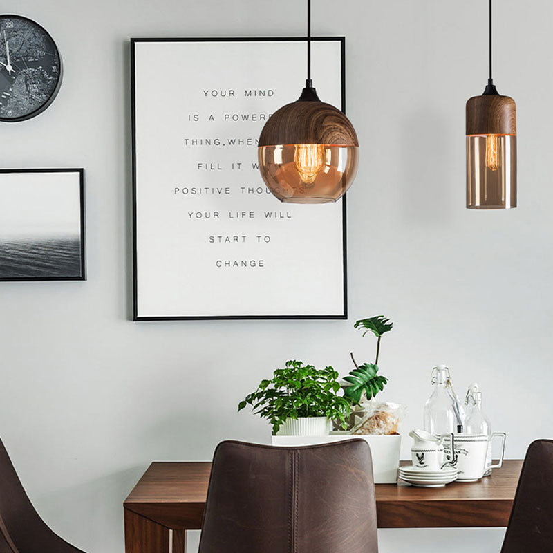 HEIKESZ Industrial Style Ceiling Light Single Head Creative Pendant Lamp for Restaurant Bar Cafe Glass Ball Chandelier