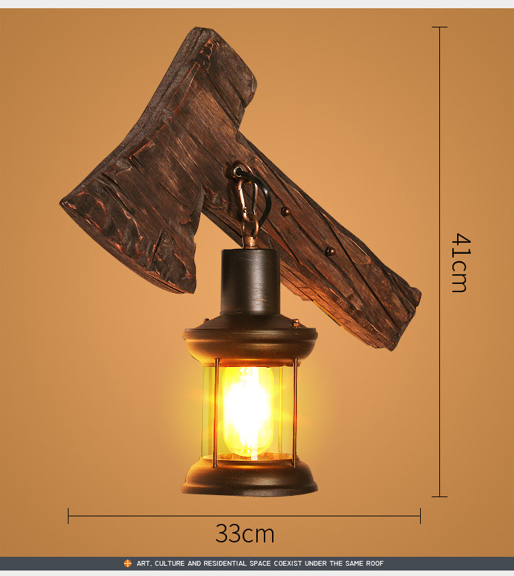 HEIKESZ Vintage Industrial Wall Light American Retro Style Wooden Sconce for Bar Cafe Bedroom Corridor Unique Ship Wood Design