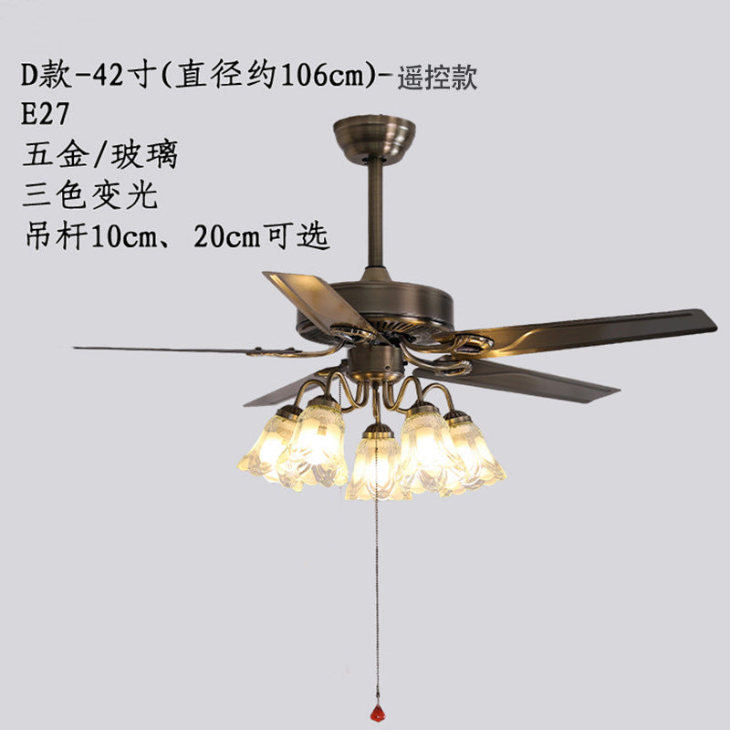HEIKESZ New Chinese style wood leaf ceiling fan light living room dining room bedroom fan light silent frequency conversion household fan light chandelier cross-border