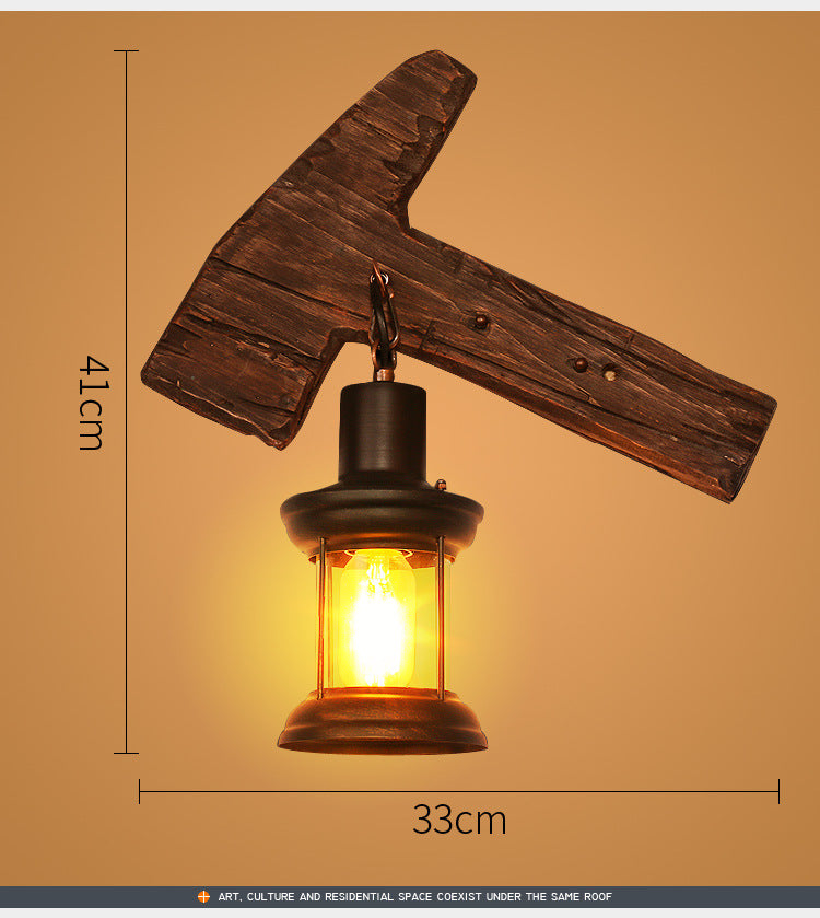 HEIKESZ Vintage Industrial Wall Light American Retro Style Wooden Sconce for Bar Cafe Bedroom Corridor Unique Ship Wood Design