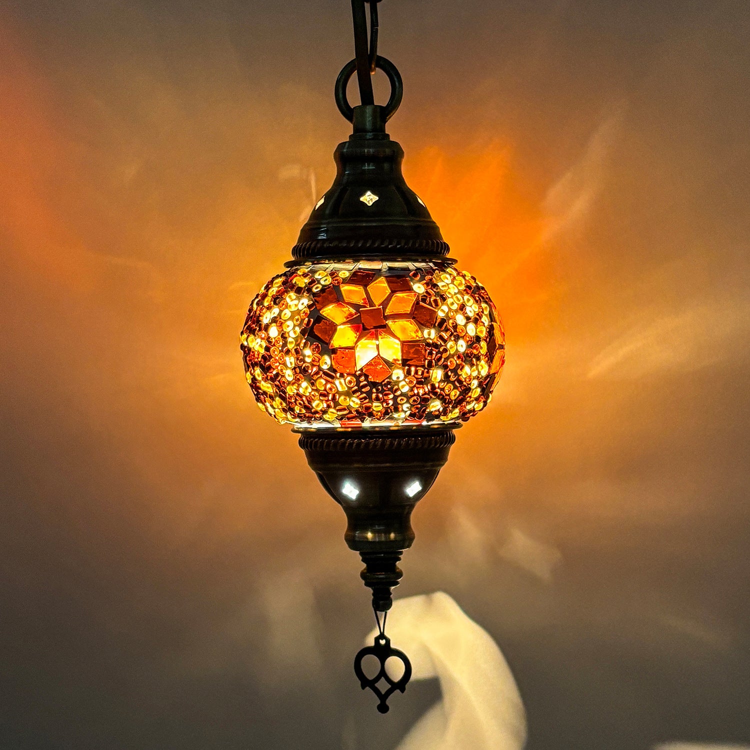 Turkish Classical Mosaic Ceiling Light Iron Art Single Pendant Lamp for Cafe Restaurant Hallway Lobby Luxury Decor