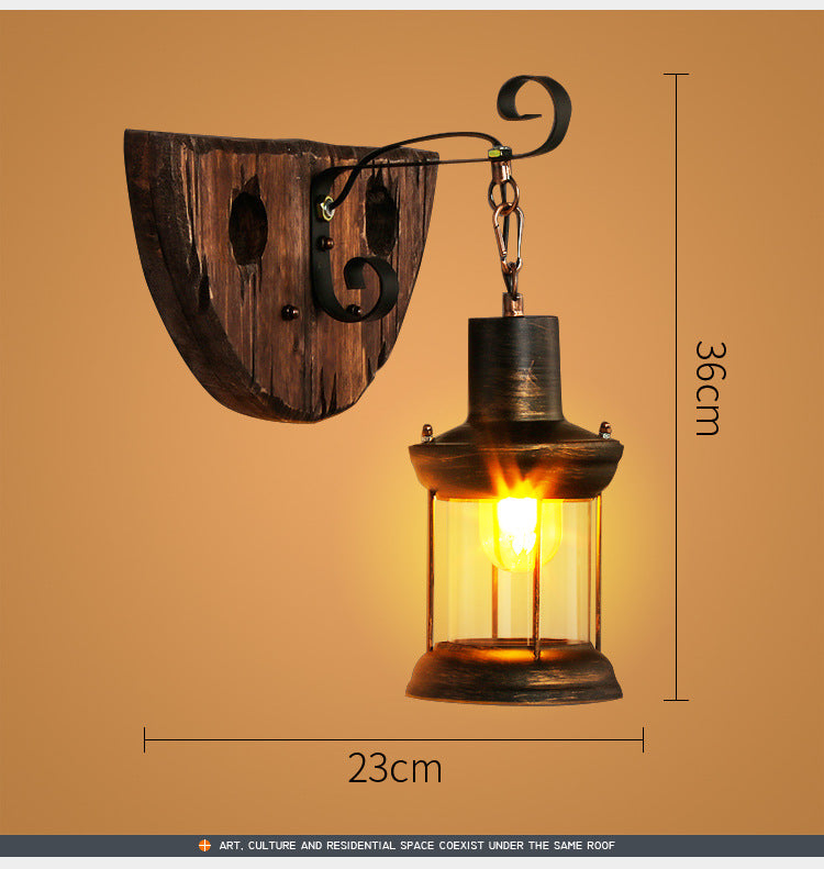 HEIKESZ Vintage Industrial Wall Light American Retro Style Wooden Sconce for Bar Cafe Bedroom Corridor Unique Ship Wood Design
