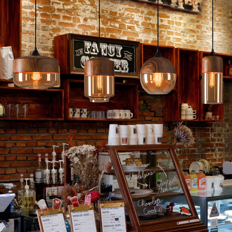 HEIKESZ Industrial Style Ceiling Light Single Head Creative Pendant Lamp for Restaurant Bar Cafe Glass Ball Chandelier