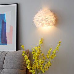 HEIKESZ Feather Wall Sconce 2026 Trendy Design Minimalist Aesthetic Cozy Romantic Bedside Lighting for Modern Home