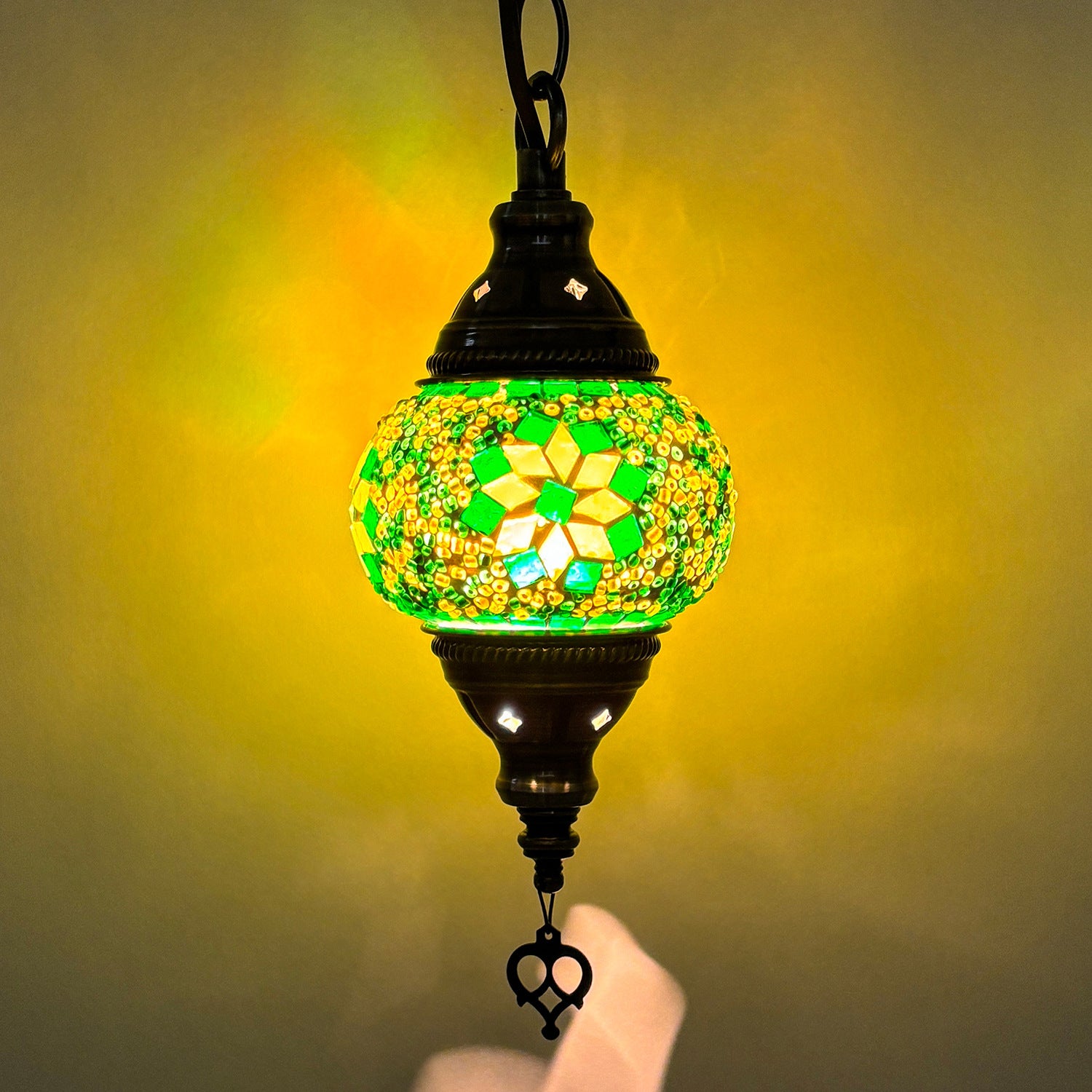 Turkish Classical Mosaic Ceiling Light Iron Art Single Pendant Lamp for Cafe Restaurant Hallway Lobby Luxury Decor