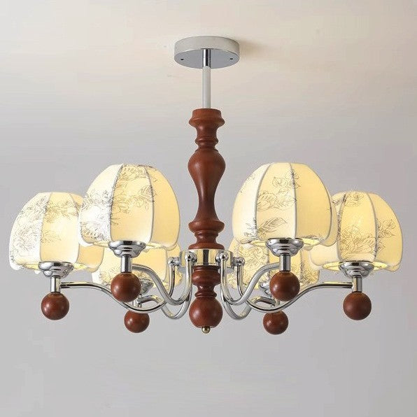 French Retro Nanyang Style Walnut Chinese Dining Table Light Wabi **** Vintage Bedside Lamp Fabric Restaurant Pendant Light