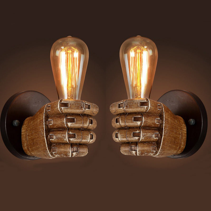 HEIKESZ Vintage Industrial Resin Fist Wall Light Left Right Hand Sconce for Bar Cafe Retro Decor