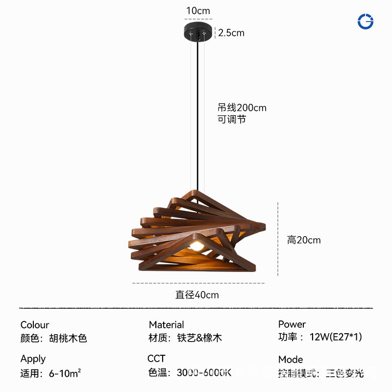 HEIKESZ Nordic Creative Solid Wood Pendant Light American Country Style Unique Restaurant Cafe Bedroom Wood Art Single Head Phantom Ceiling Lamp