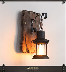 HEIKESZ Vintage Industrial Wall Light American Retro Style Wooden Sconce for Bar Cafe Bedroom Corridor Unique Ship Wood Design