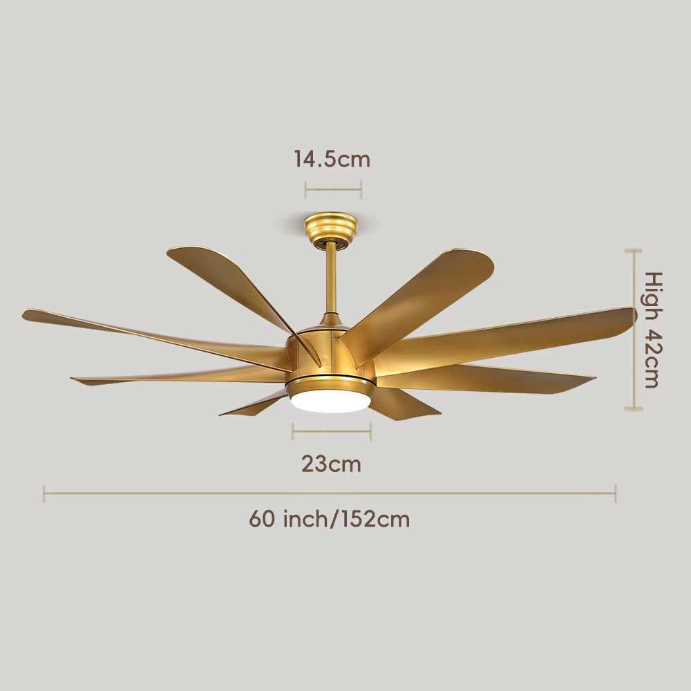 HEIKESZ 60 Inch Ceiling Fan with Light 8 ABS Blades Modern Silver Quiet High Wind Power for Living Room Dining Room Cross Border
