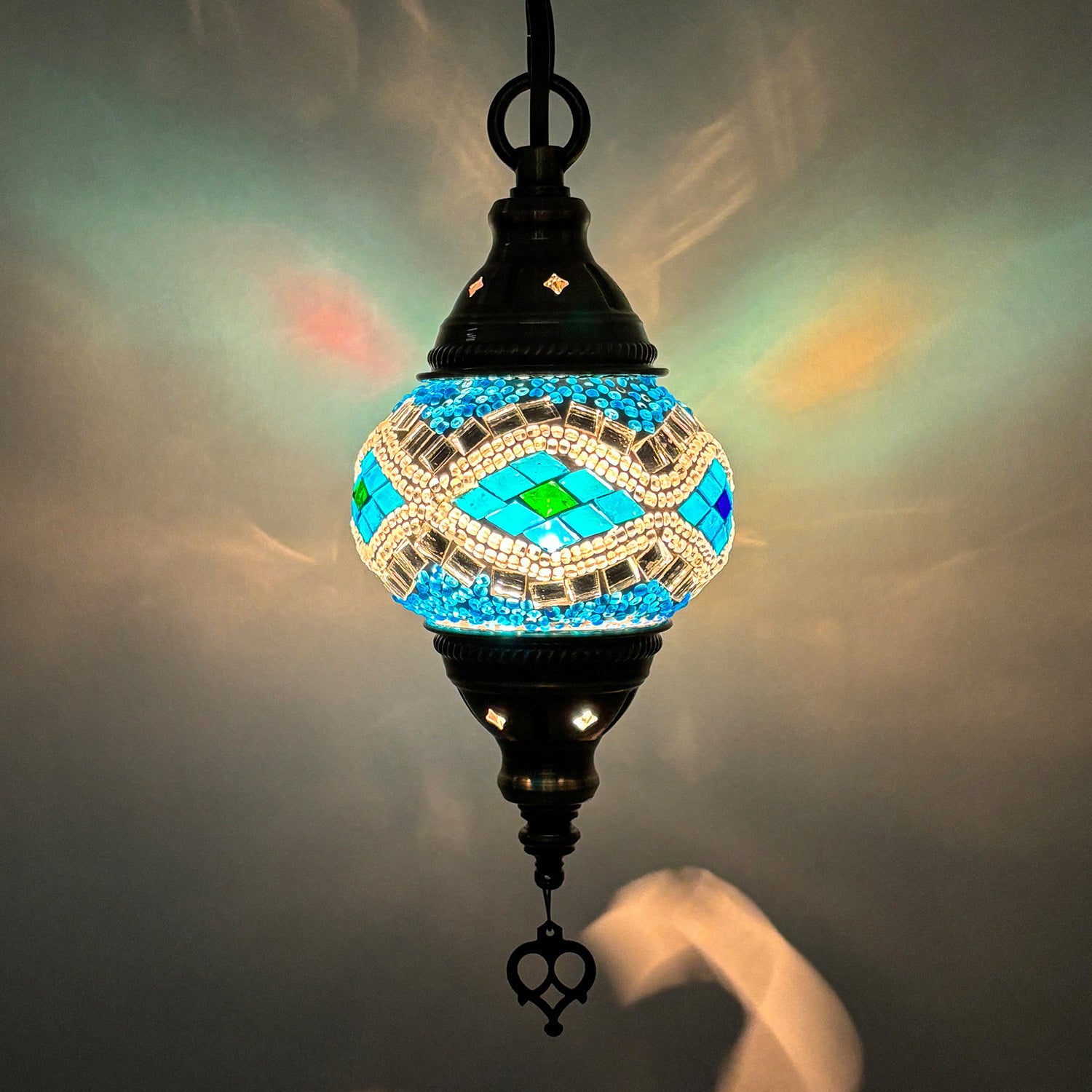 Turkish Classical Mosaic Ceiling Light Iron Art Single Pendant Lamp for Cafe Restaurant Hallway Lobby Luxury Decor