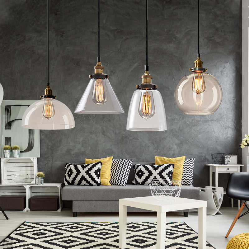 HEIKESZ Vintage Industrial Ceiling Light Loft Bar Restaurant Creative Glass Pendant Lamp for Clothing Store