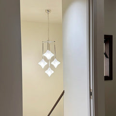 HEIKESZ Vintage Glass Ceiling Light Retro Brass Chandelier Designer Star Pendant for Living Room Dining Island Staircase