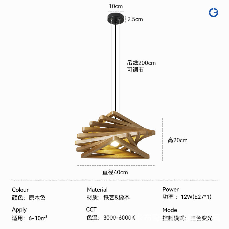 HEIKESZ Nordic Creative Solid Wood Pendant Light American Country Style Unique Restaurant Cafe Bedroom Wood Art Single Head Phantom Ceiling Lamp