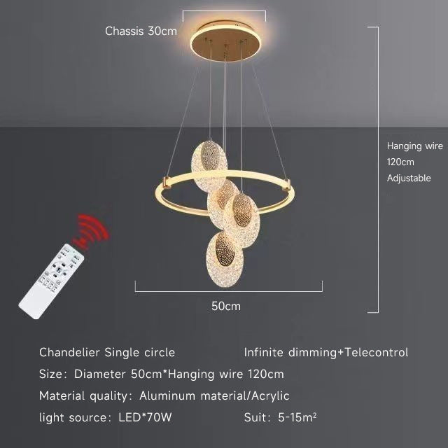 HEIKESZ Modern Acrylic 4 Head Ceiling Light Creative Gold Chandelier for Living Room Bedroom Dining Room