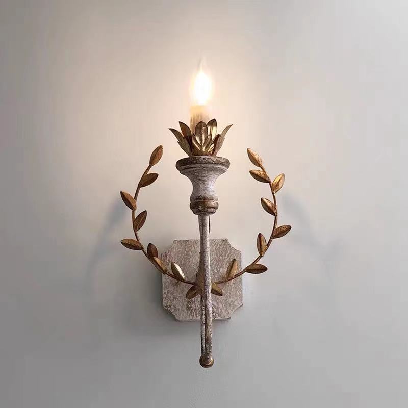 Vintage Wooden Wall Light Rustic French Country Sconce for Living Room Bedroom Dining Hallway Decoration