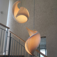 HAIKESZ Japanese Style Loft Staircase Pendant Light Creative Long Line Ceiling Lamp for Living Room Dining Art Wooden Lighting