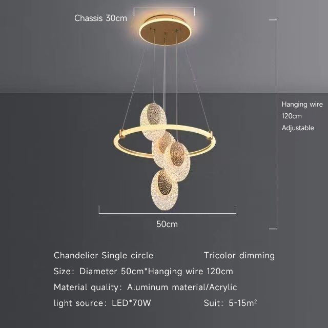 HEIKESZ Modern Acrylic 4 Head Ceiling Light Creative Gold Chandelier for Living Room Bedroom Dining Room