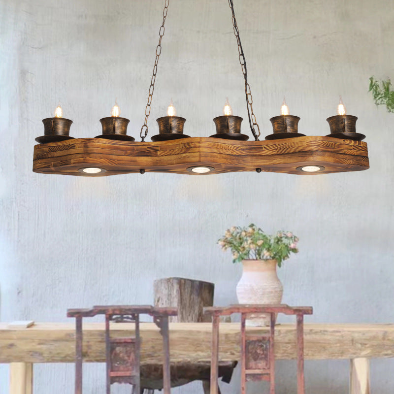 Vintage Industrial Wood Ceiling Light American Style for Living Rooms Cafe Hotel Lobby Creative Lighting