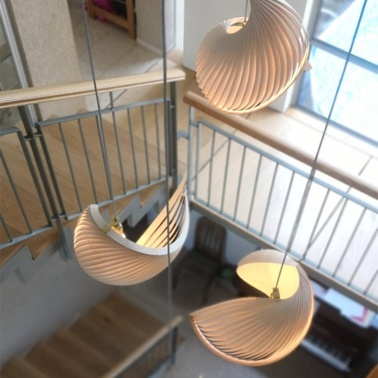 HAIKESZ Japanese Style Loft Staircase Pendant Light Creative Long Line Ceiling Lamp for Living Room Dining Art Wooden Lighting