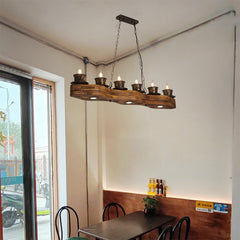 Vintage Industrial Wood Ceiling Light American Style for Living Rooms Cafe Hotel Lobby Creative Lighting