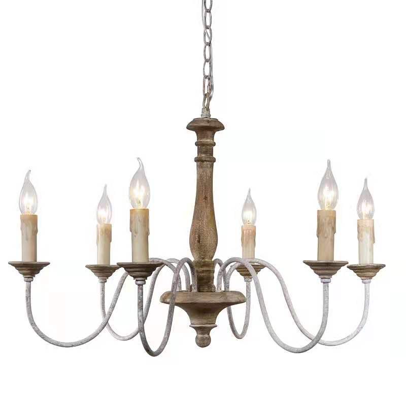 Vintage Wooden Ceiling Light Creative American Country French Cottage Style Simple Pendant Lamp for Living Room Dining Bedroom Homestay