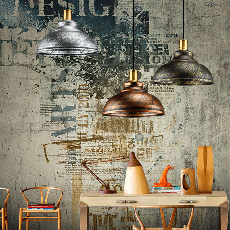 HEIKESZ Vintage Bowl Pendant Light Industrial Style Single Head Iron Ceiling Lamp for Bar Balcony Restaurant Clothing Store Loft Lighting