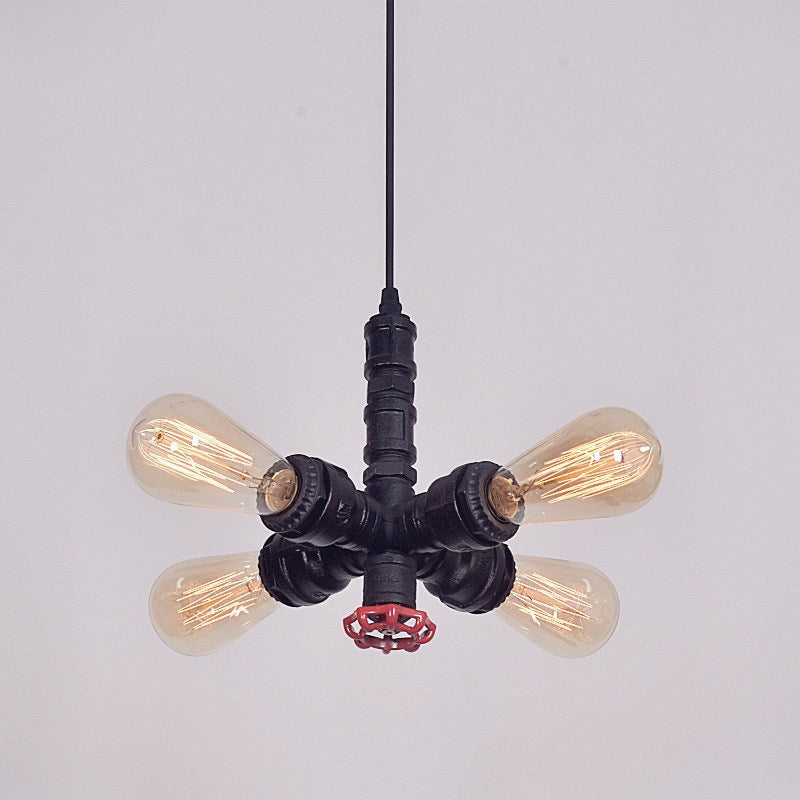 HEIKESZ Vintage Industrial Ceiling Light American Country Rustic Restaurant Bar 4 Head Pipe Pendant Lamp Wholesale