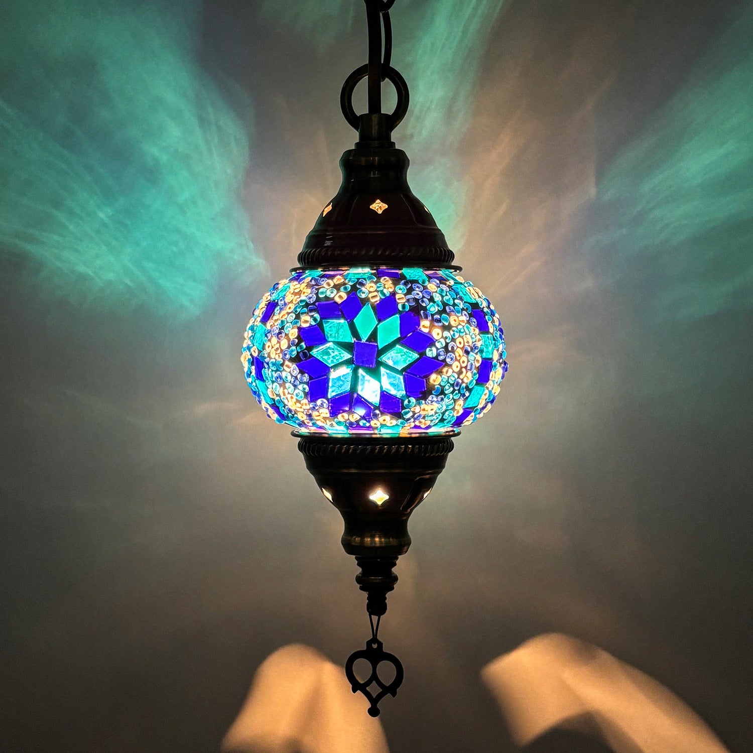 Turkish Classical Mosaic Ceiling Light Iron Art Single Pendant Lamp for Cafe Restaurant Hallway Lobby Luxury Decor