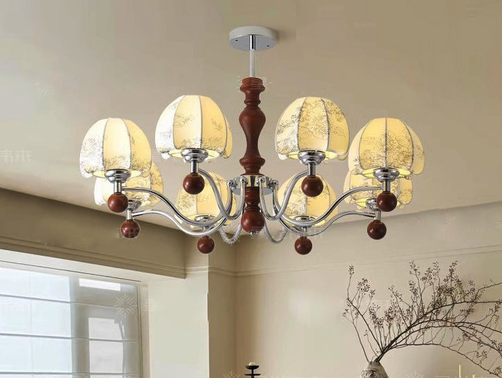 French Retro Nanyang Style Walnut Chinese Dining Table Light Wabi **** Vintage Bedside Lamp Fabric Restaurant Pendant Light