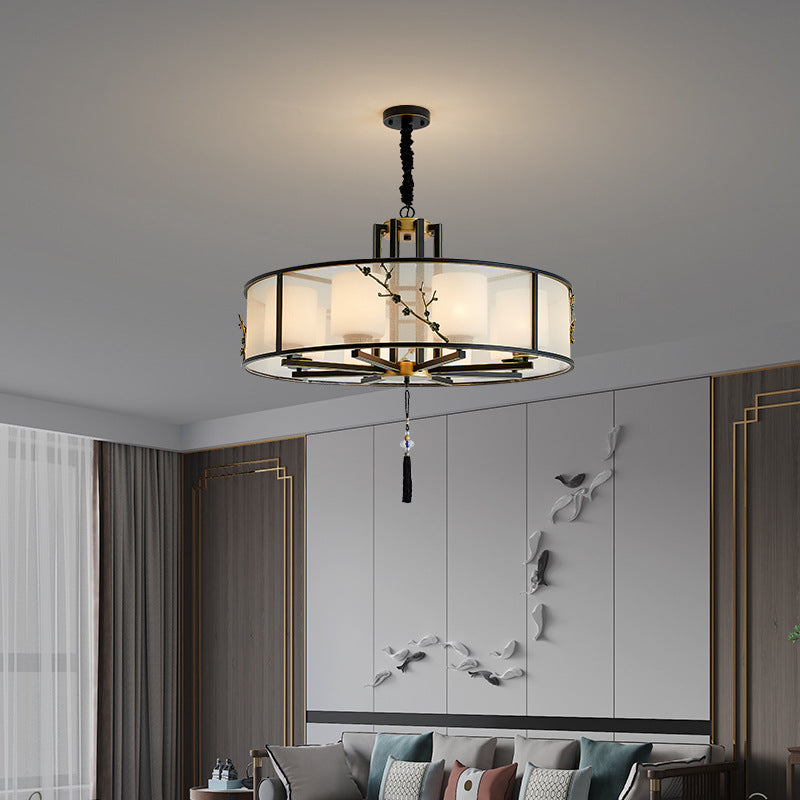HEIKESZ Modern Chinese Style Ceiling Light Simple Zen Living Room Bedroom Dining Round Study Tea Room Lighting Fixture