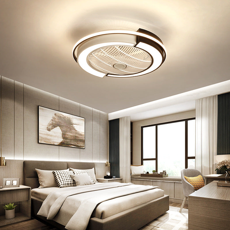 HEIKESZ Modern LED Ceiling Fan Light for Bedroom Home Use Energy Saving Quiet Ceiling Fan with Light Simple Design