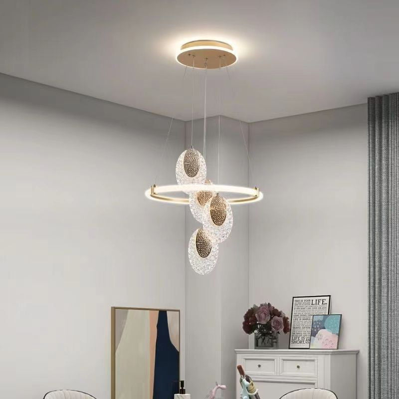 HEIKESZ Modern Acrylic 4 Head Ceiling Light Creative Gold Chandelier for Living Room Bedroom Dining Room