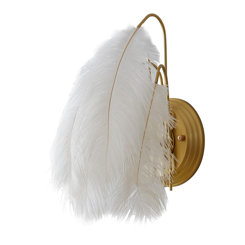 HEIKESZ Feather Wall Sconce 2026 Trendy Design Minimalist Aesthetic Cozy Romantic Bedside Lighting for Modern Home