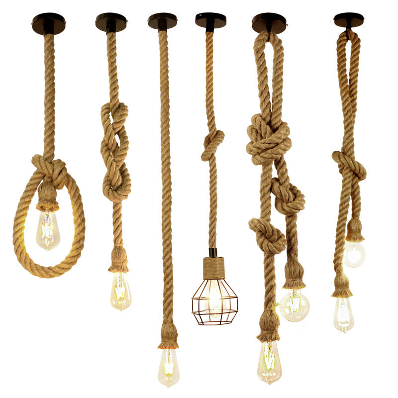 HEIKESZ Vintage Industrial Ceiling Light for Cafe Restaurant Bar Clothing Store with Rope Decoration Retro Style Hanging Lamp