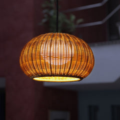 HEIKESZ Chinese Style Outdoor Ceiling Light Rattan Pendant Lamp for Garden Villa Courtyard Restaurant Farmhouse Landscape Lighting