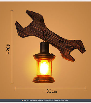 HEIKESZ Vintage Industrial Wall Light American Retro Style Wooden Sconce for Bar Cafe Bedroom Corridor Unique Ship Wood Design