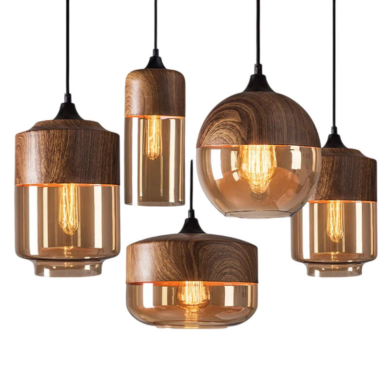 HEIKESZ Industrial Style Ceiling Light Single Head Creative Pendant Lamp for Restaurant Bar Cafe Glass Ball Chandelier
